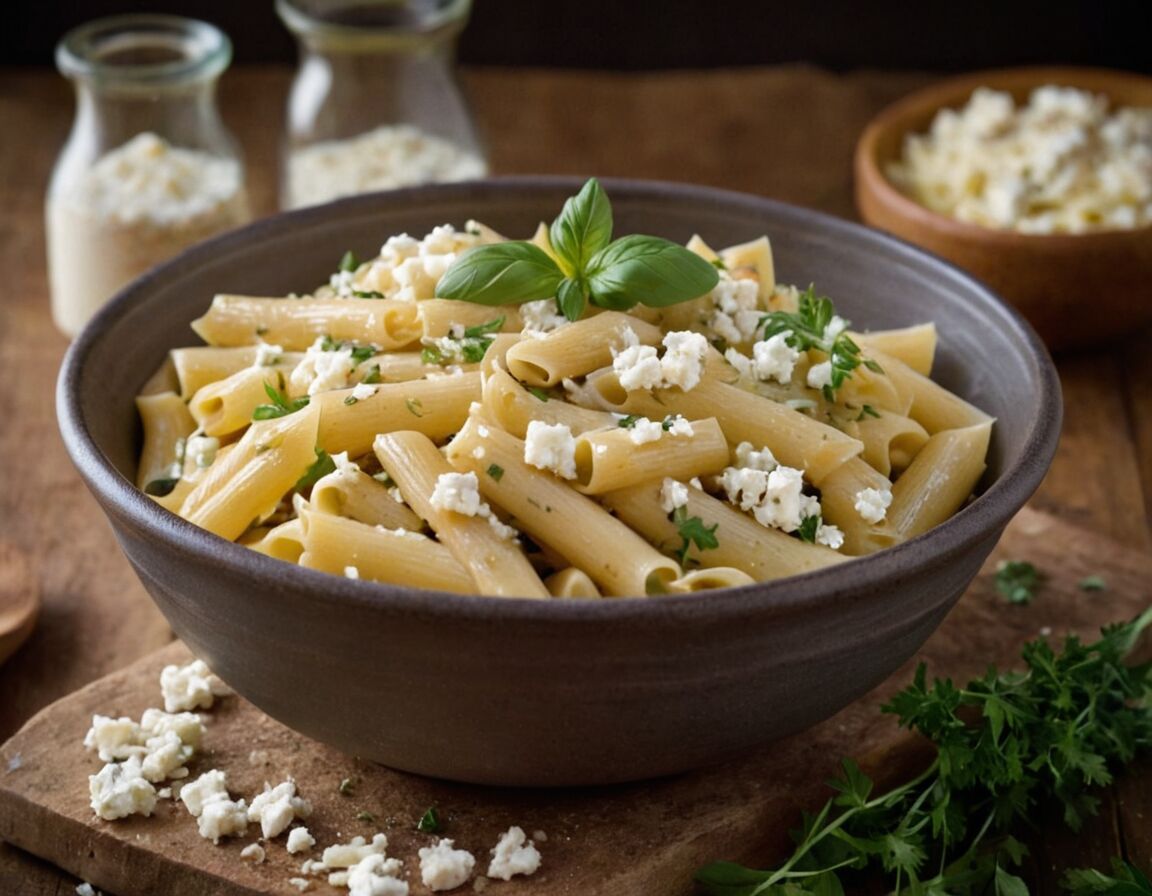 Feta zerbröseln und einrühren - One Pot Pasta Feta: Das einfache Rezept für ein köstliches Abendessen in nur 30 Minuten