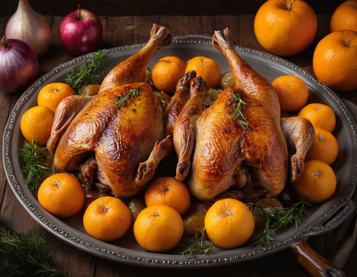 Mit Orangen, Äpfeln und Zwiebeln füllen - Gänsekeulen im Backofen nach Omas Rezept: Ein traditionelles Festmahl für besondere Anlässe
