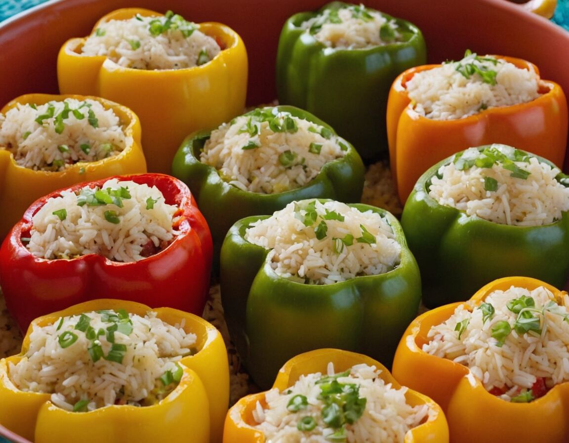 Reismischung mit Gewürzen vermengen - Gefüllte Paprika mit Reis: Ein einfaches Rezept für ein gesundes Abendessen