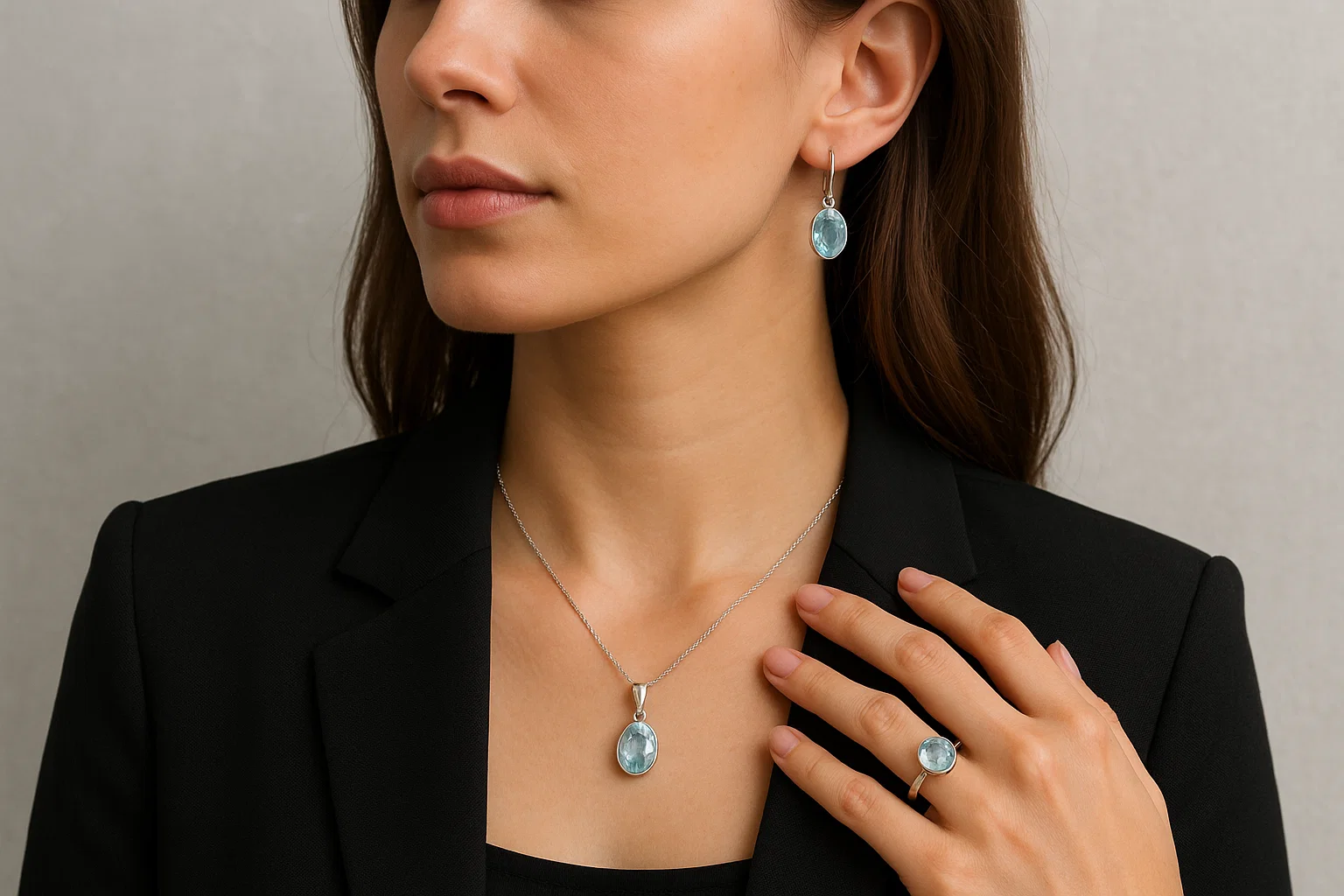 Moderner Aquamarin-Schmuck