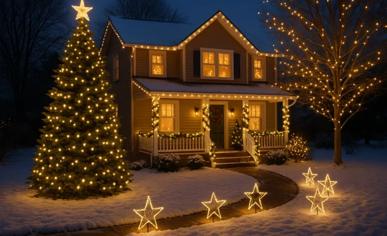 Weihnachtliche Außenbeleuchtung