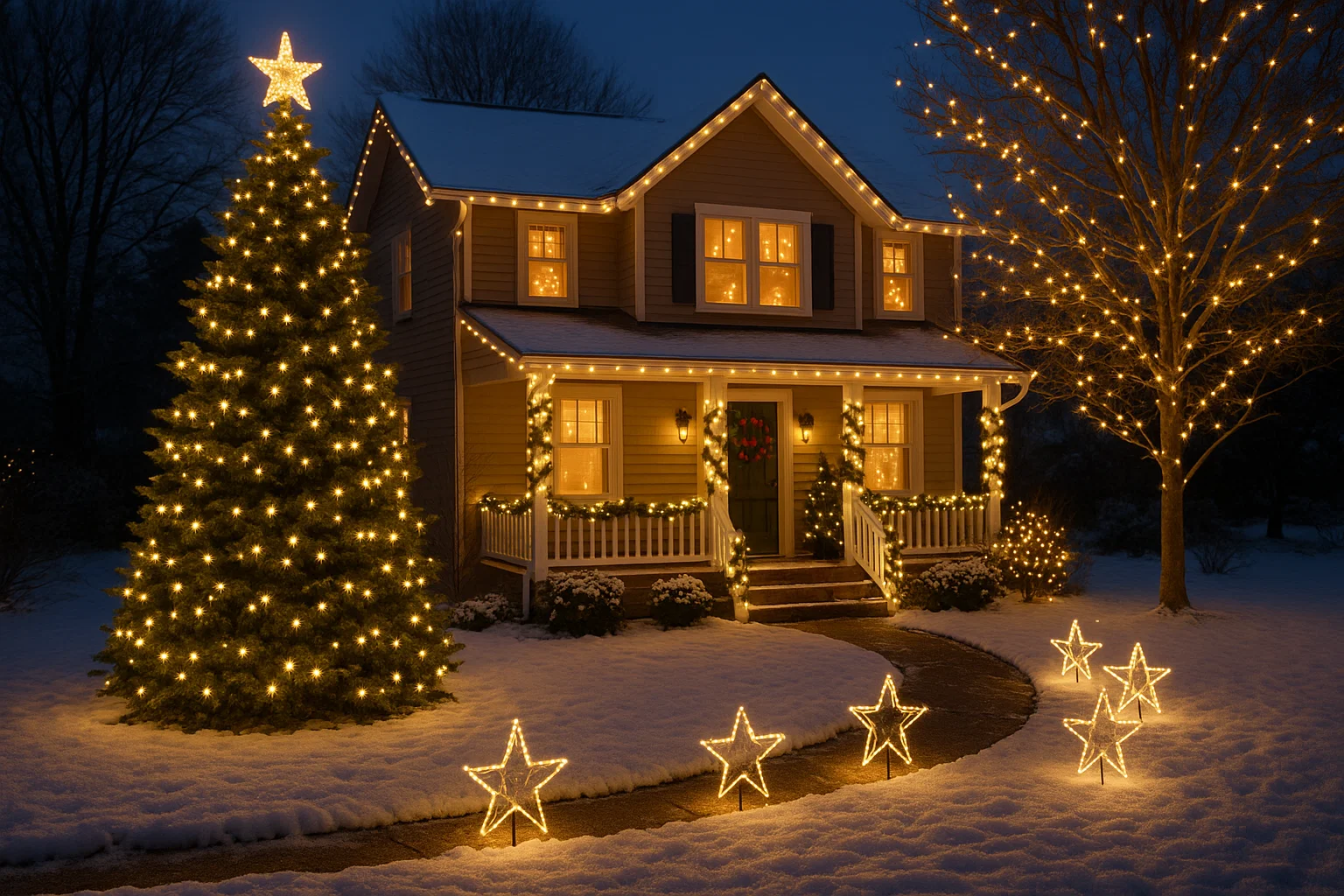 Weihnachtliche Außenbeleuchtung