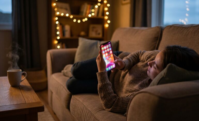 Person nutzt Smartphone für mobile Unterhaltung