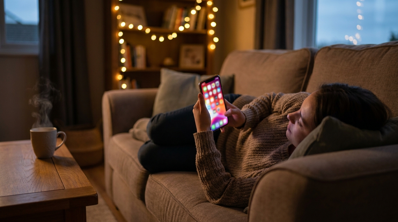Person nutzt Smartphone für mobile Unterhaltung